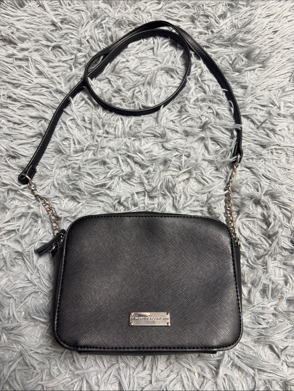 Small Black Crossbody Bag with Gold Hardware